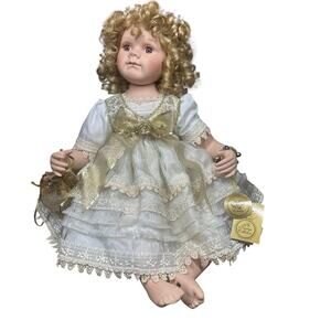 Vtg Kingstate Prestige Collection Celeste Bisque Porcelain Baby Doll Blonde Girl